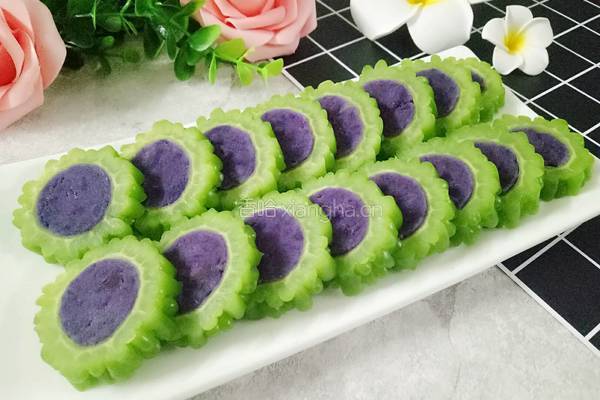 苦瓜紫薯圈的做法图解2