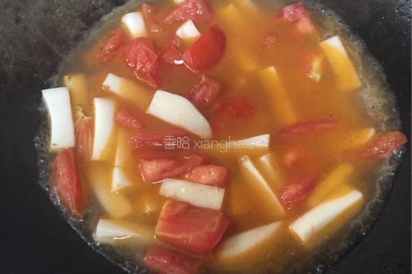 野芹菜番茄炒年糕的做法图解5
