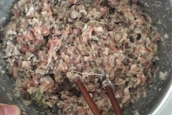 香菇猪肉馅火龙果饺子的做法图解3