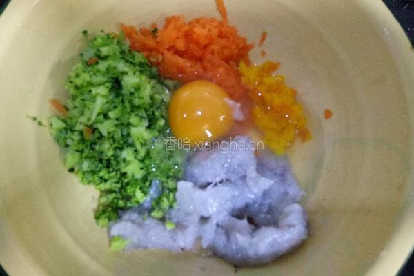 辅食鲜虾蔬菜饼的做法图解3