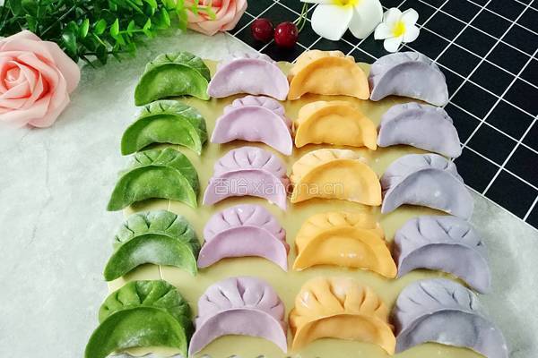 彩色饺子的做法图解2