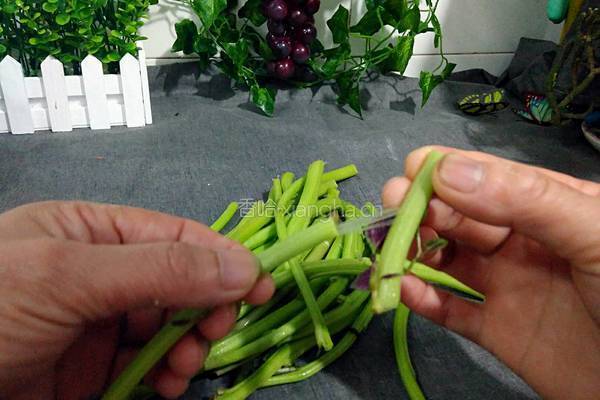 苋菜杆子炒肉的做法图解1