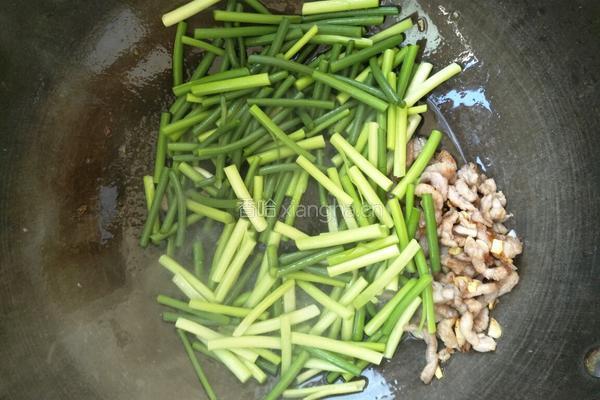 蒜台炒肉的做法图解4