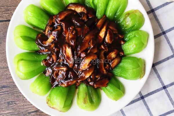 酱烧香菇油菜的做法图解9
