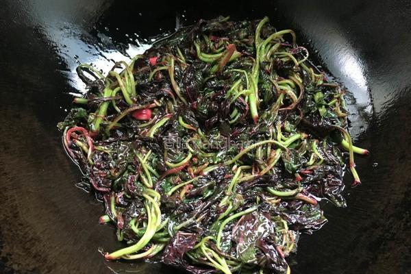 蒜粒炒红苋菜的做法图解3