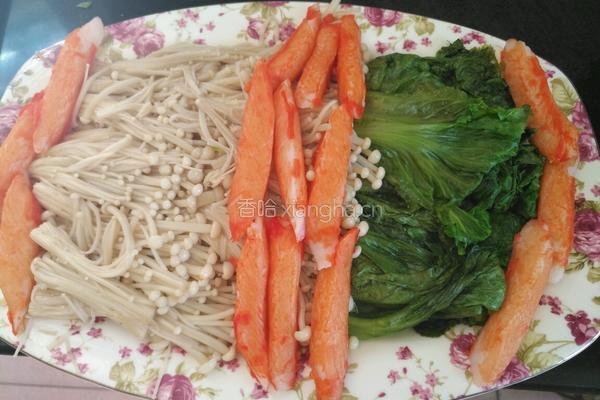 白灼金针菇生菜的做法图解4