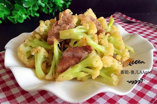 有机菜花炒肉片的做法图解10