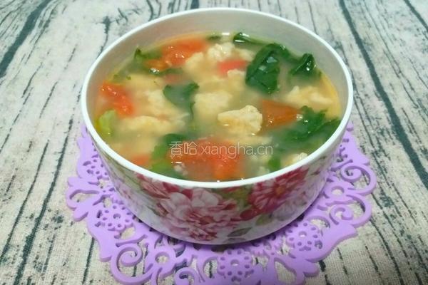 西红柿小白菜疙瘩汤的做法图解9