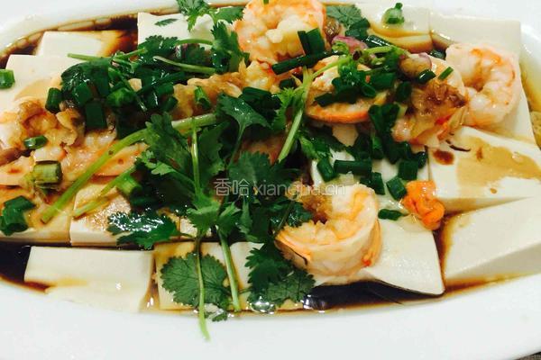 嫩豆腐冬菜蒸虾的做法图解12