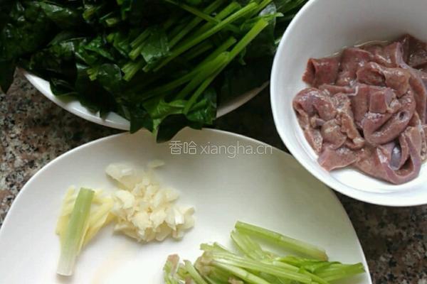 五花肉猪肝炒菠菜的做法图解5