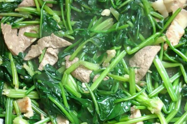 五花肉猪肝炒菠菜的做法图解11