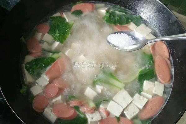 青菜豆腐菌汤的做法图解7
