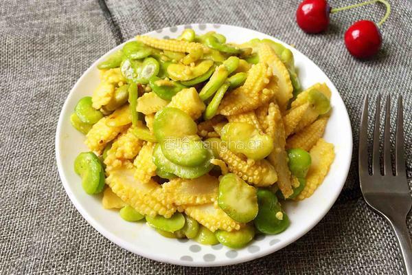 素炒玉米笋蚕豆的做法图解8