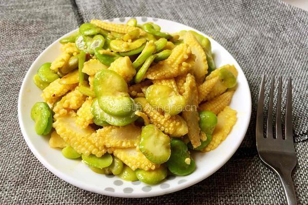 素炒玉米笋蚕豆的做法图解9