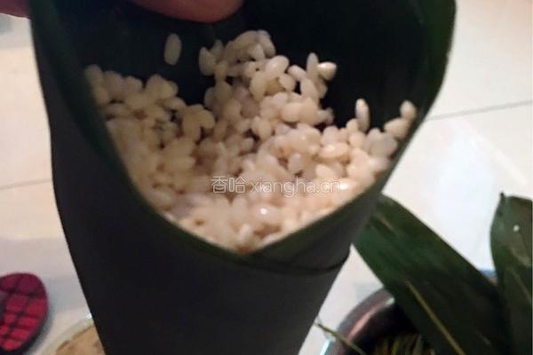 咸肉糯米牛角粽的做法图解6