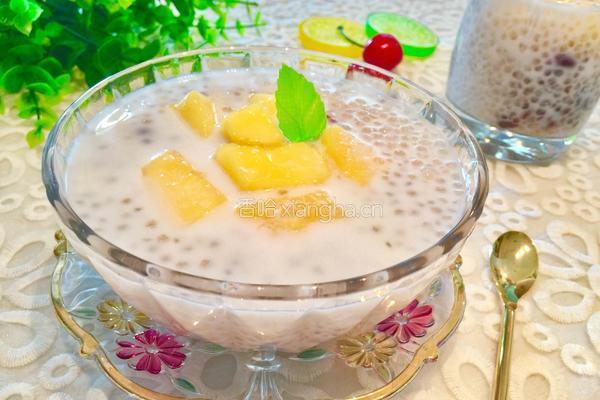 椰汁芒果红豆西米露的做法图解12