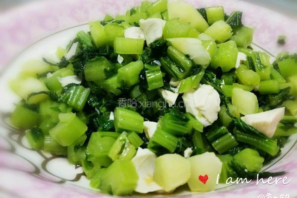 咸蛋白炒春菜的做法图解5