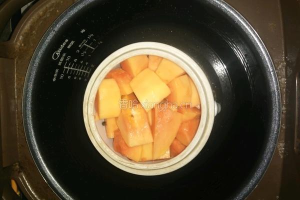 木瓜炖牛奶的做法图解3