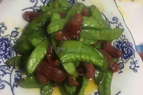 荷兰豆炒甜肠的做法图解8