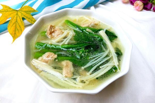 金针菇青菜瘦肉汤的做法图解9