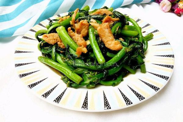 菜心炒瘦肉的做法图解8