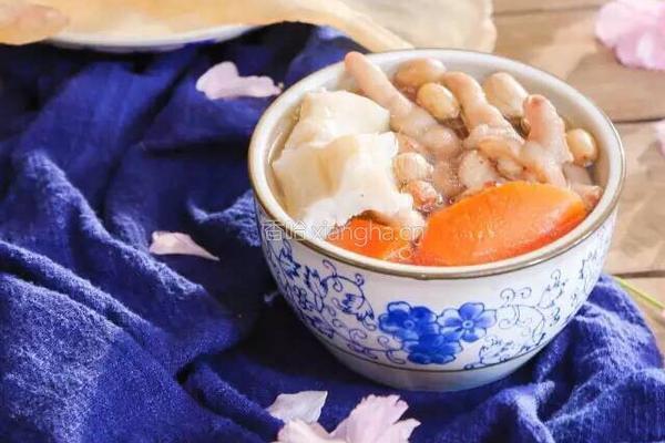 花 生 胡 萝 卜 鸡 脚 花 胶 汤 的做法图解5