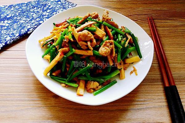 韭菜苔熏干儿炒肉丝的做法图解9