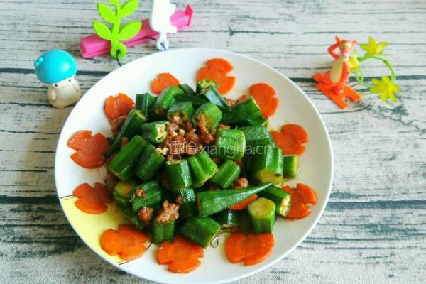 秋葵炒肉末的做法图解8