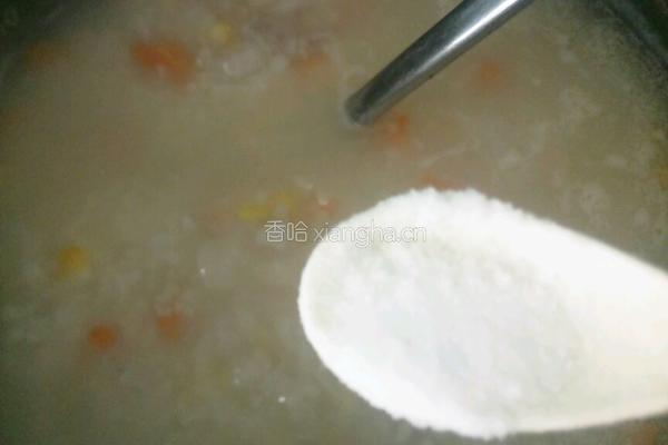 玉米胡萝卜瘦肉粥的做法图解7