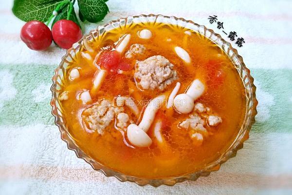 海鲜菇西红柿肉丸汤的做法图解14