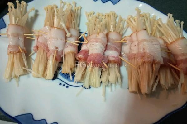 培根金针菇卷的做法图解5