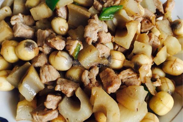 莲子莲藕炒肉丁的做法图解5