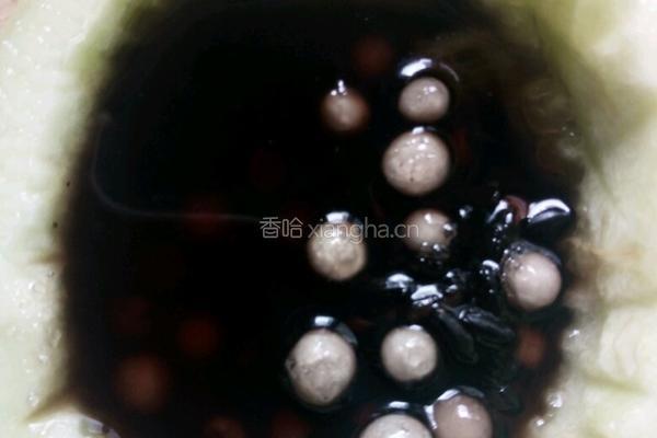 梨瓜西米黑米露
