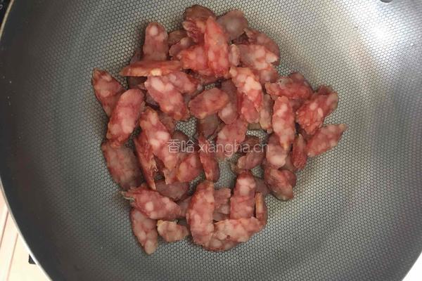 蒜薹炒腊肠的做法图解2