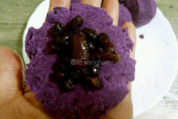 蜜豆桂花紫薯糕的做法图解5