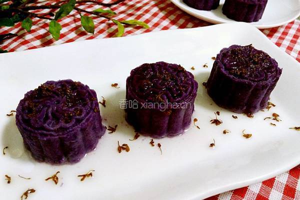 蜜豆桂花紫薯糕的做法图解10