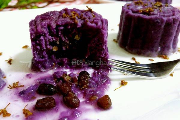 蜜豆桂花紫薯糕的做法图解11