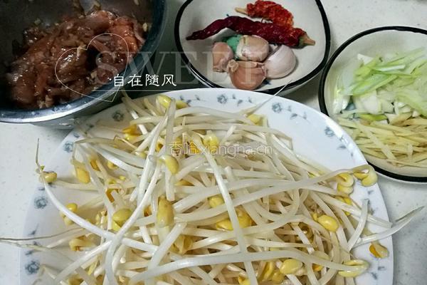 肉片黄豆芽的做法图解2