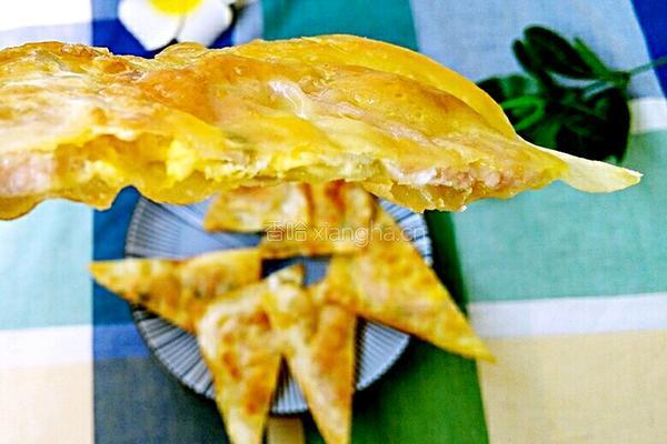 馄饨皮蛋肉饼的做法图解1