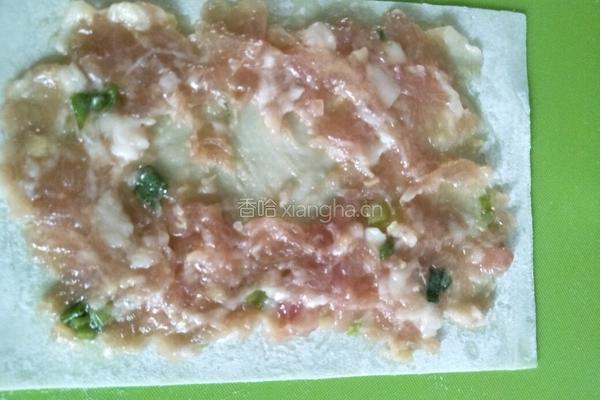 馄饨皮蛋肉饼的做法图解3