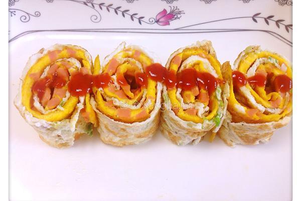 鸡蛋火腿卷饼的做法图解5