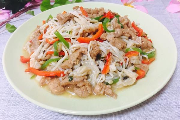金针菇炒肉丝的做法图解1