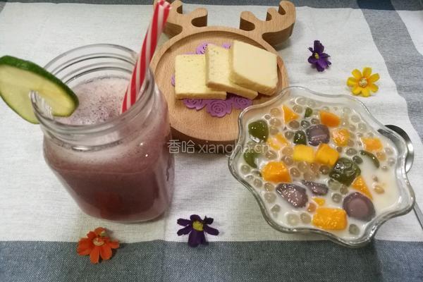 果蔬汁芋圆西米露的做法图解1