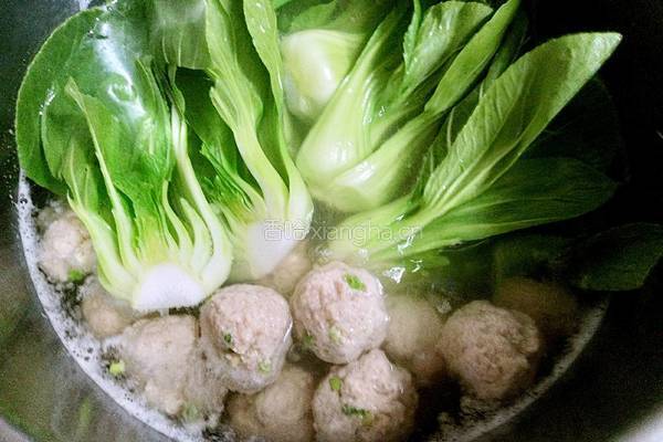 油菜粉丝肉丸汤的做法图解9