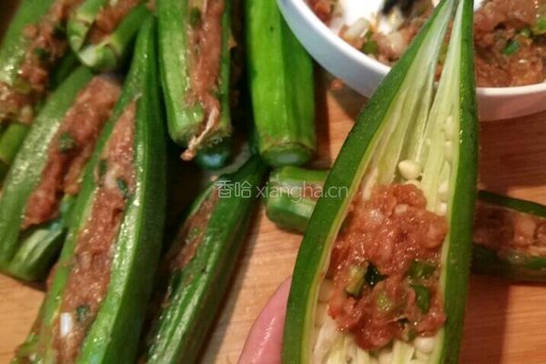 秋葵酿肉的做法图解3