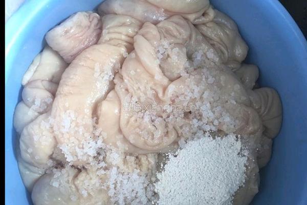客家酸菜炒大肠的做法图解2
