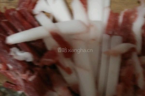 肉丝梅豆的做法图解2