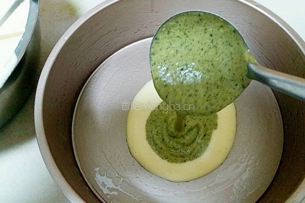 椰香抹茶花纹蛋糕的做法图解18