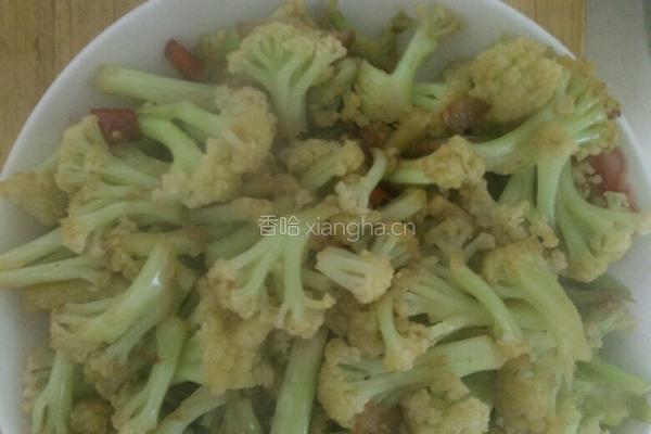 菜花炒肉的做法图解3