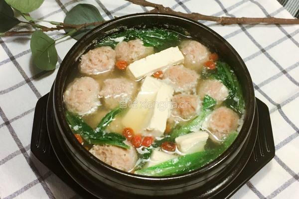 油麦菜肉丸豆腐汤的做法图解4